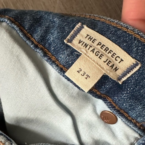 NWT Madewell The Perfect Vintage Jeans Raw Hem Denim Blue Women’s Size 23 Tall - Picture 7 of 9